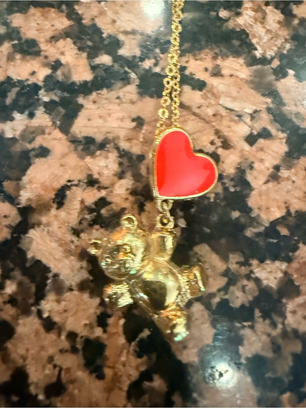 Vintage 1990 Avon From Teddy With Love Pendant Necklace with Red Heart
